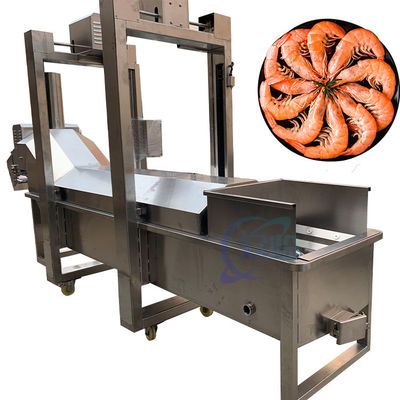 Buen precio Línea de cocción y limpieza de langosta acuática Máquina de limpieza industrial de camarones y langostas Máquina de blanqueo de vapor de camarón en línea