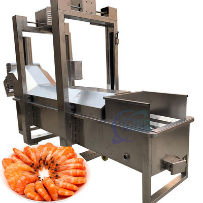 Buen precio línea de producción de procesamiento de camarones, máquina de cocción de camarones cocidos, máquina de blanqueo de vapor de camarones sushi en línea