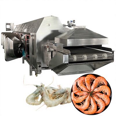 Buen precio 700-1000KG/H Cocinadora automática de gambas Estable de mariscos Máquina de cocción de túnel de camarón Cocinadora de agua de camarón Máquina de blanqueo automática en línea