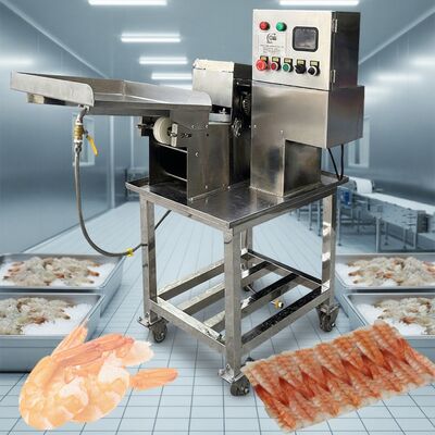 Buen precio Cortador de camarón de sushi estable Máquina de corte de camarón industrial rápida Equipo de corte de camarón polivalente Procesamiento inteligente de camarón en línea