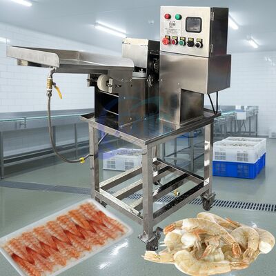 Buen precio Máquina de corte de camarón de sushi con certificación CE Máquina multifuncional de procesamiento de camarón 380V Máquina de pelar y cortar camarón en línea