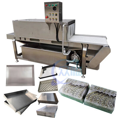 Buen precio Máquina desmoldeadora automática Zolim de acero inoxidable 304 para procesamiento de alimentos congelados, pulverización de agua recirculante, capacidad de 500-600kg/H en línea