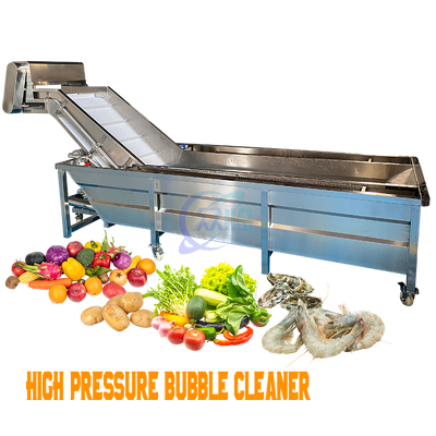 Buen precio Máquina automática de lavado de burbujas de alta presión para pescado y marisco, máquina limpiadora de camarones, cinta transportadora de descongelación en línea