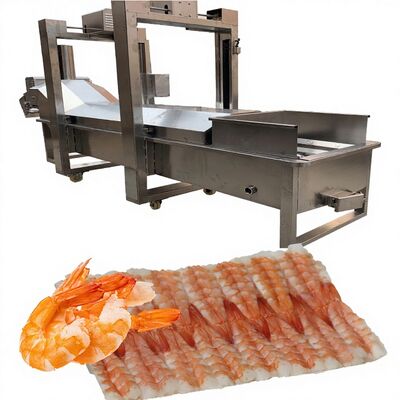 Buen precio Línea de producción de camarones de corte automático de ahorro energético Sushi Procesador de alimentos Cocina de camarón 500-600KG/H Capacidad en línea