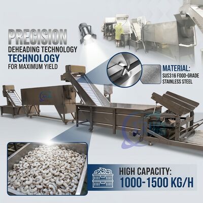 Buen precio Compact Shrimp Head Separation Machine SUS304 1500-2000KG 0.8KW 440V For Commercial Kitchen en línea