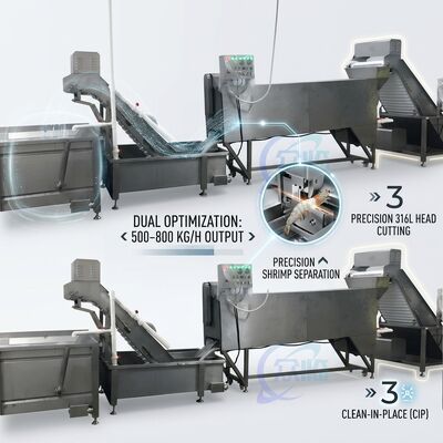 Buen precio Portable Shrimp Head Screening Machine Anti Corrosive SUS316 2000-2500KG 11.7KW 380V en línea