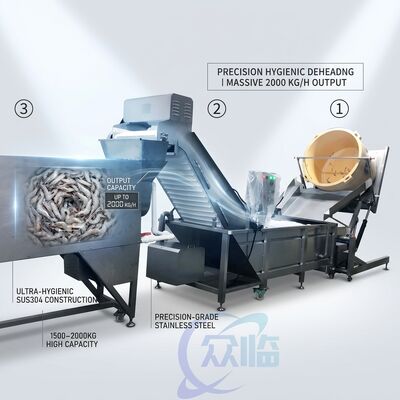 Buen precio Plant Scale Shrimp Deheading Sorting Machine SUS304 Stainless Steel 2500-3000KG 11.7KW 380V en línea